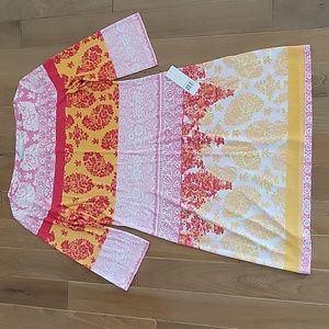 NWT Donna‎ Morgan 3/4 Sleeve Shift Stretch Dress Pink Orange 6